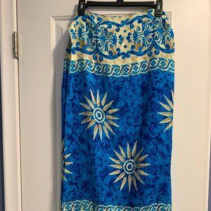 Sarong in Blue Sunburst Pattern Summer Beachy Resortwear Vacation